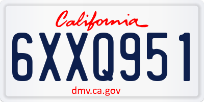 CA license plate 6XXQ951