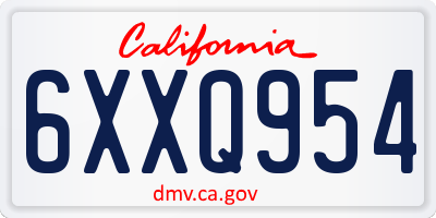 CA license plate 6XXQ954