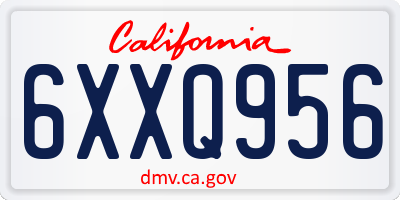 CA license plate 6XXQ956