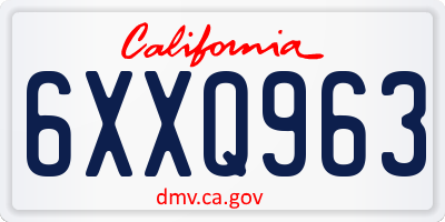 CA license plate 6XXQ963