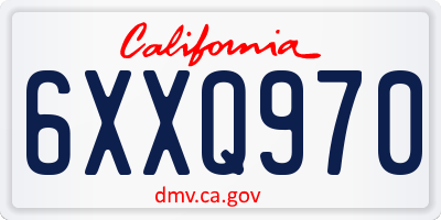 CA license plate 6XXQ970
