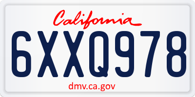 CA license plate 6XXQ978