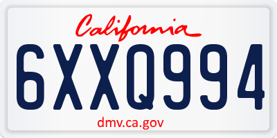 CA license plate 6XXQ994