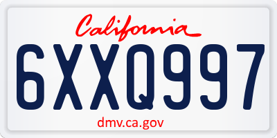 CA license plate 6XXQ997