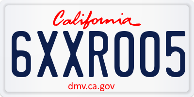 CA license plate 6XXR005