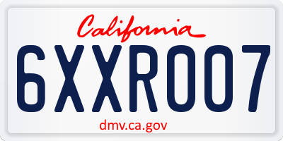 CA license plate 6XXR007
