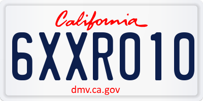 CA license plate 6XXR010