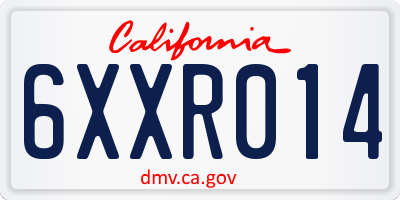 CA license plate 6XXR014
