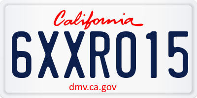 CA license plate 6XXR015