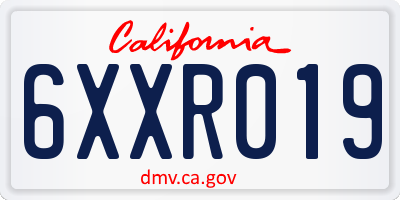 CA license plate 6XXR019