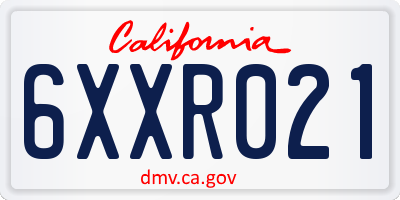 CA license plate 6XXR021