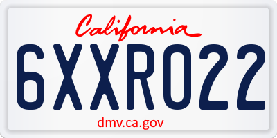 CA license plate 6XXR022