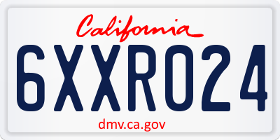 CA license plate 6XXR024