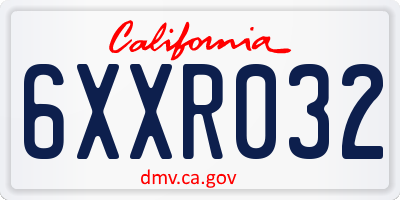CA license plate 6XXR032