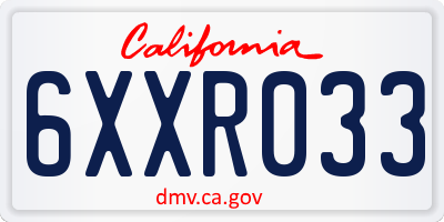 CA license plate 6XXR033