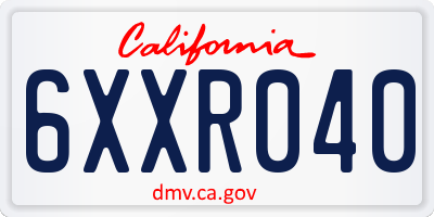CA license plate 6XXR040