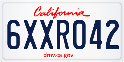 CA license plate 6XXR042