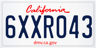 CA license plate 6XXR043