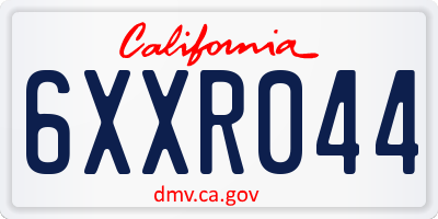 CA license plate 6XXR044