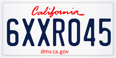 CA license plate 6XXR045