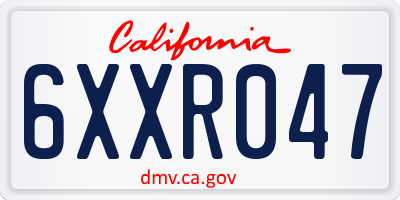 CA license plate 6XXR047