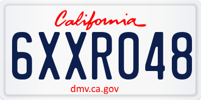 CA license plate 6XXR048