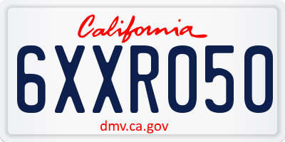 CA license plate 6XXR050