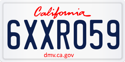 CA license plate 6XXR059