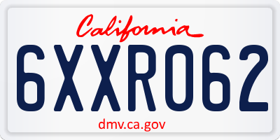 CA license plate 6XXR062