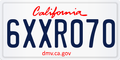CA license plate 6XXR070
