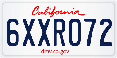 CA license plate 6XXR072