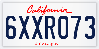 CA license plate 6XXR073