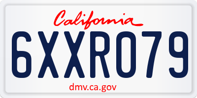 CA license plate 6XXR079