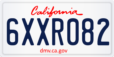 CA license plate 6XXR082
