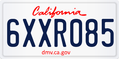 CA license plate 6XXR085