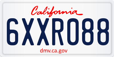 CA license plate 6XXR088