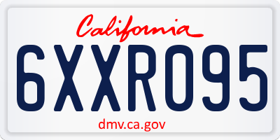 CA license plate 6XXR095