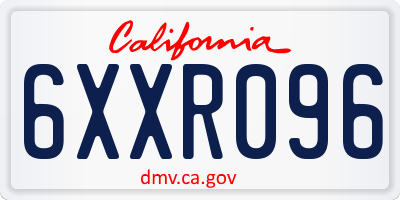 CA license plate 6XXR096