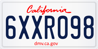 CA license plate 6XXR098