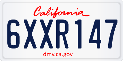 CA license plate 6XXR147