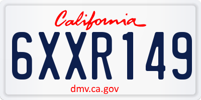 CA license plate 6XXR149