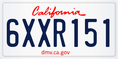 CA license plate 6XXR151
