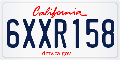 CA license plate 6XXR158