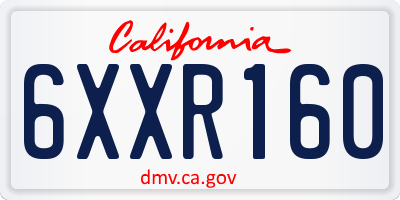 CA license plate 6XXR160