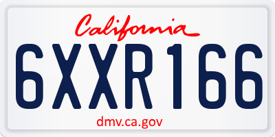 CA license plate 6XXR166