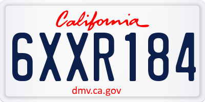 CA license plate 6XXR184