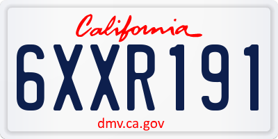 CA license plate 6XXR191