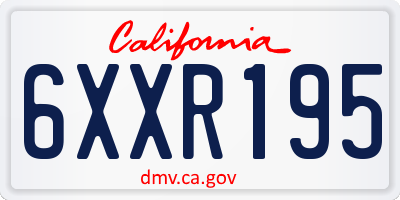 CA license plate 6XXR195