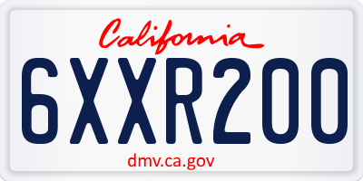CA license plate 6XXR200