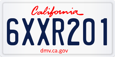 CA license plate 6XXR201